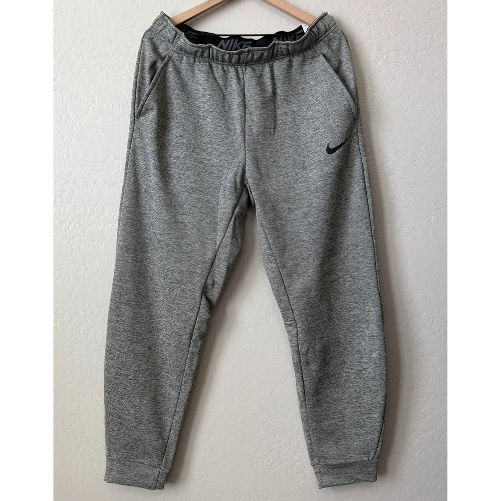 Nike Mens Therma-FIT Training Pants Charcoal Grey Fleece Joggers‎ Large NWT